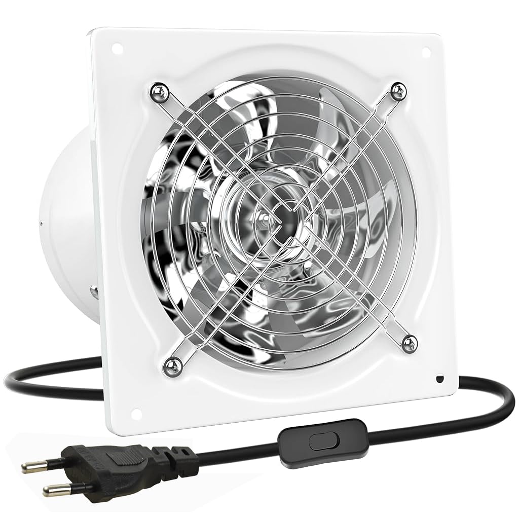 Supvox Kitchen Exhaust Fan with Switch 6 Inches Wall Mounting Kitchen Exhaust Fan with Removable Cover Low Noise Turboforce Small Exhaust Fan for Kitchen, Bathroom, Garage Supvox Kitchen Exhaust Fan with Switch 6 Inches Wall Mounting Kitchen Exhaust Fan with Removable Cover Low Noise Turboforce Small Exhaust Fan for Kitchen, Bathroom, Garage